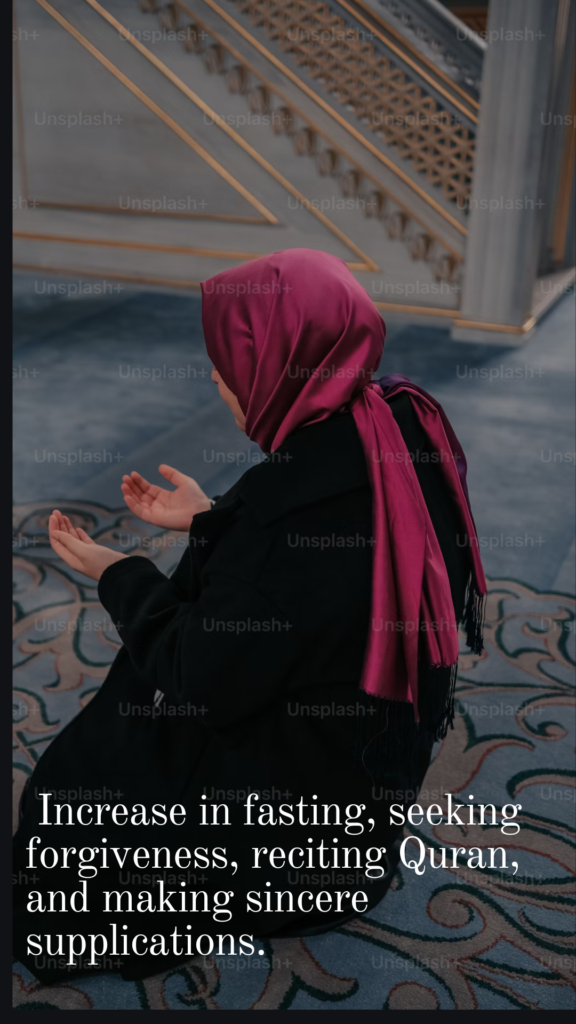 "A Muslim woman praying in a peaceful setting, symbolizing devotion and submission in Islam