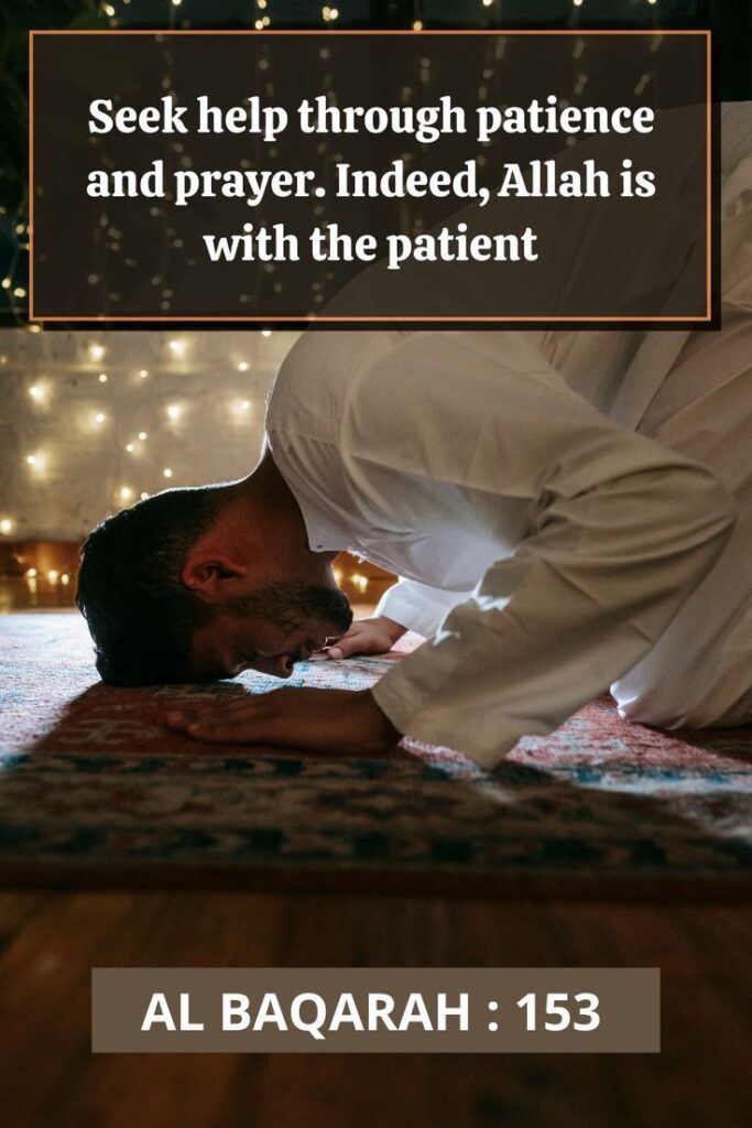 Sabr in Islam with man in Sujood during prayer۔